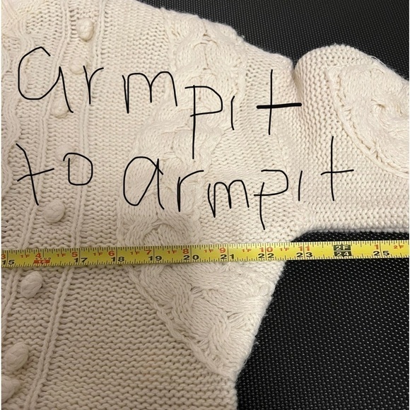 Nasty Gal Ivory M Chunky Cable Knit Fisherman Boho Chic Cottagecore Boxy Crop - Picture 12 of 14